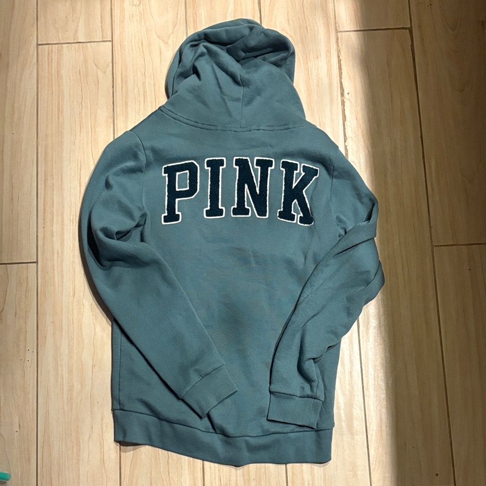 PINK PATCHWORK VARSITY STYLE Blue Hoodie